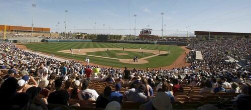 The Los Angeles Dodgers and Chicago White Sox played a spring training game Sunday during a grand opening in their new shared facility at Camelback Ranch in Phoenix.