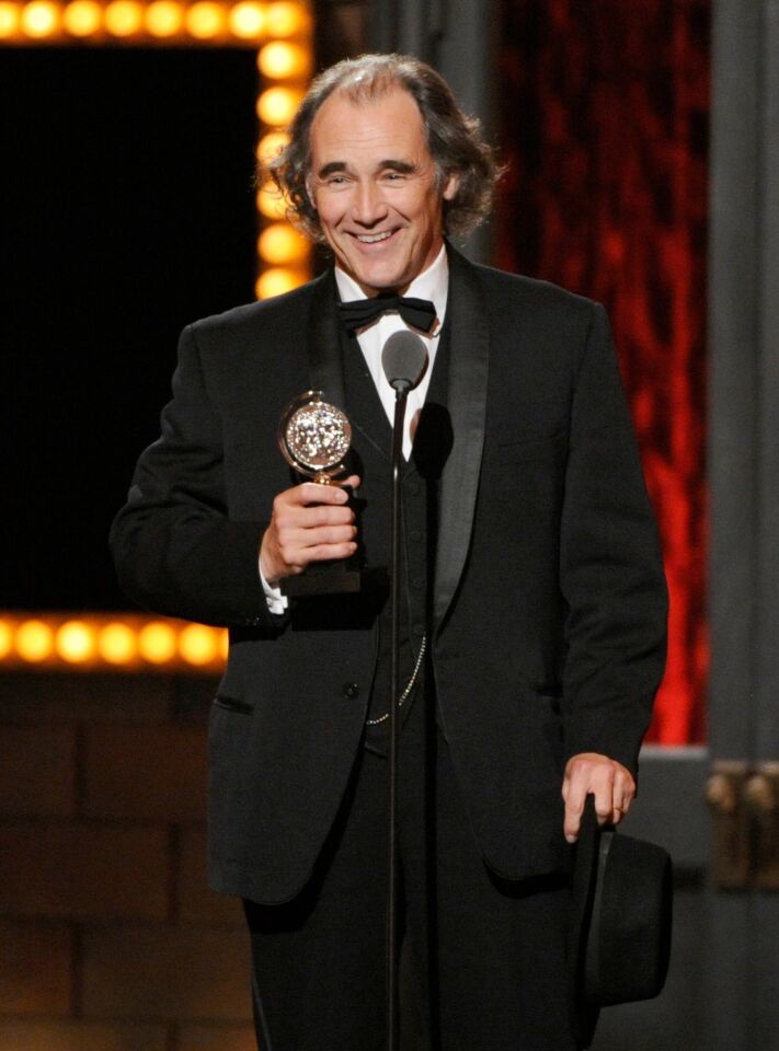 Mark Rylance accepts the award for best actor in a featured role for "Twelfth Night."