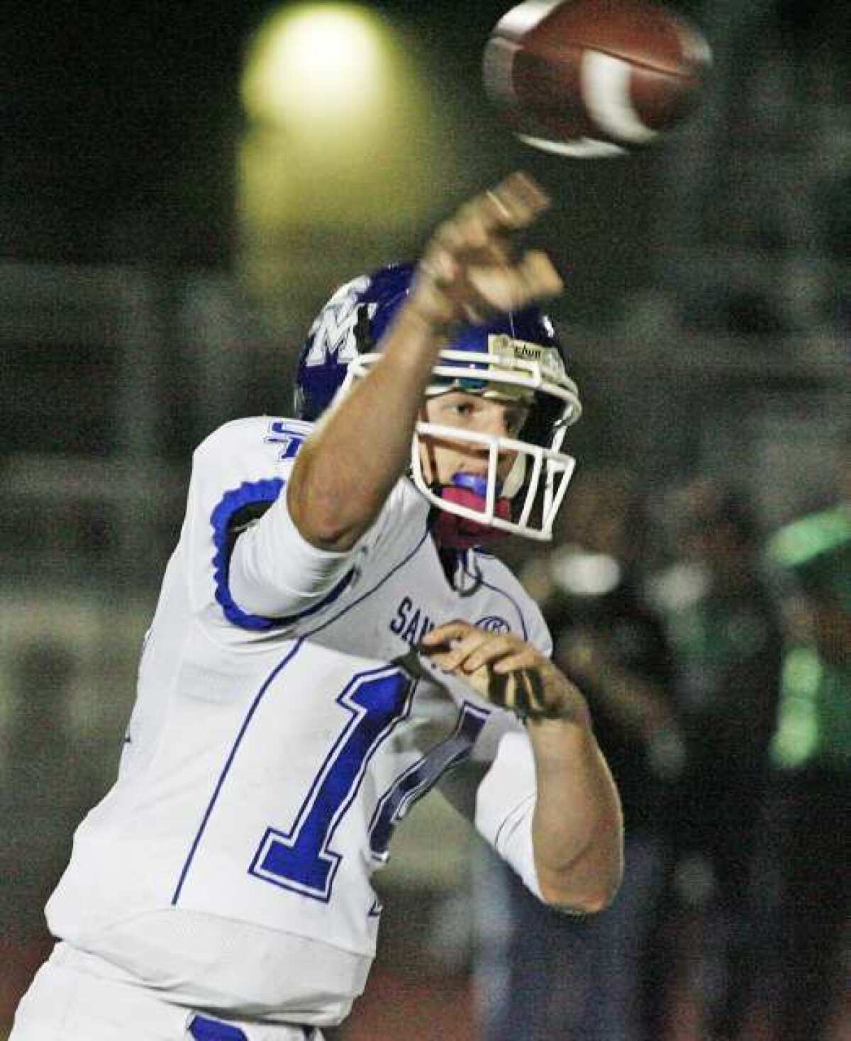 San Marino quarterback Matt Wofford went 12 for 21 for 167 yards and a touchdown in a 21-16 loss to Monrovia.