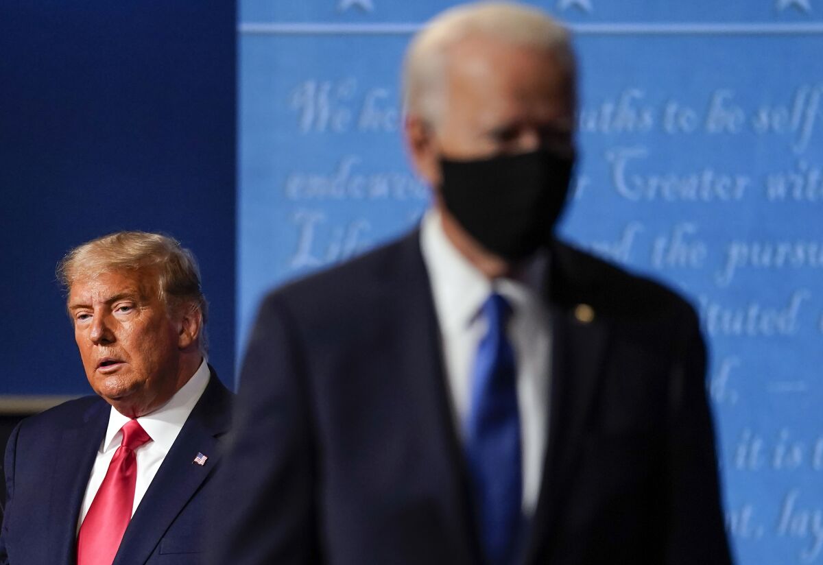  President Trump and President-elect Joe Biden on a debate stage
