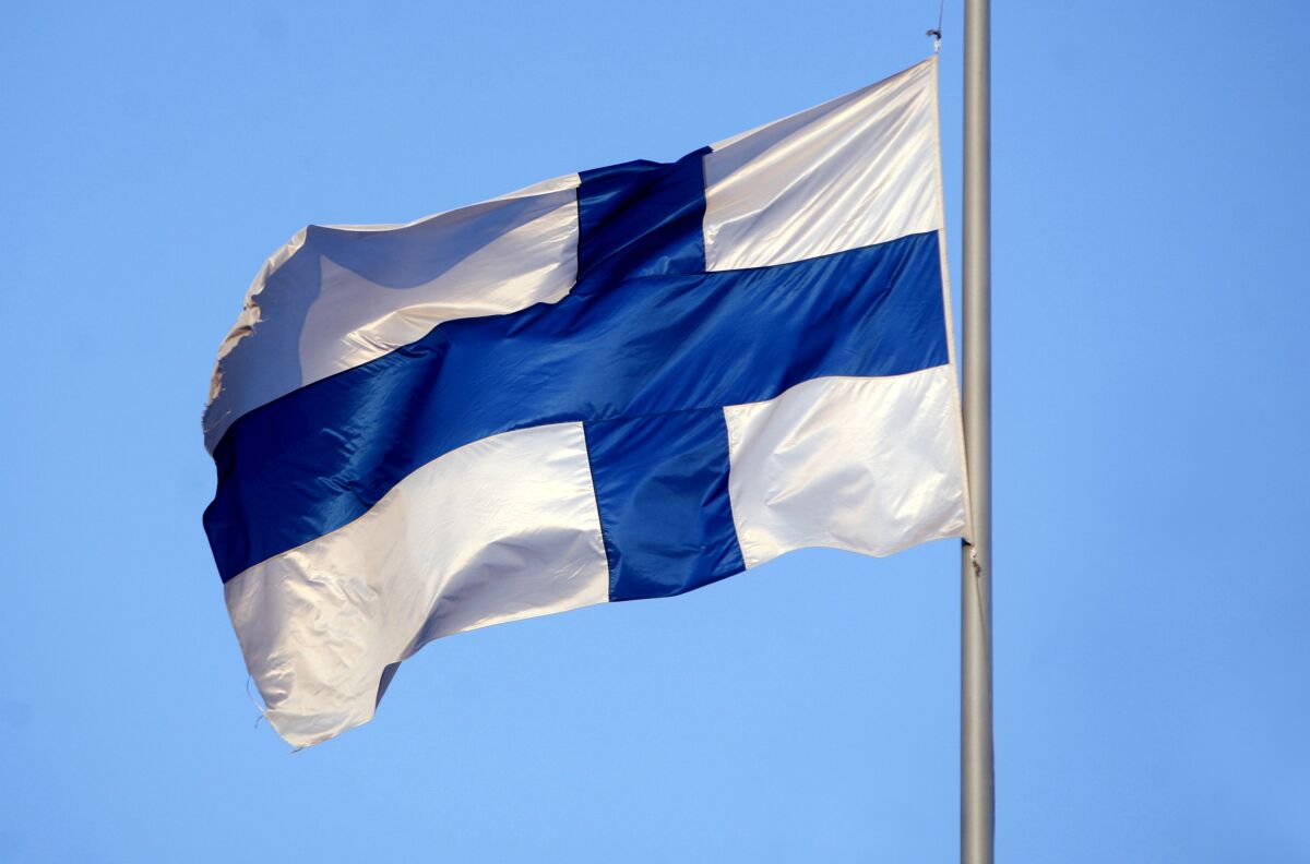 The national flag of Finland. 