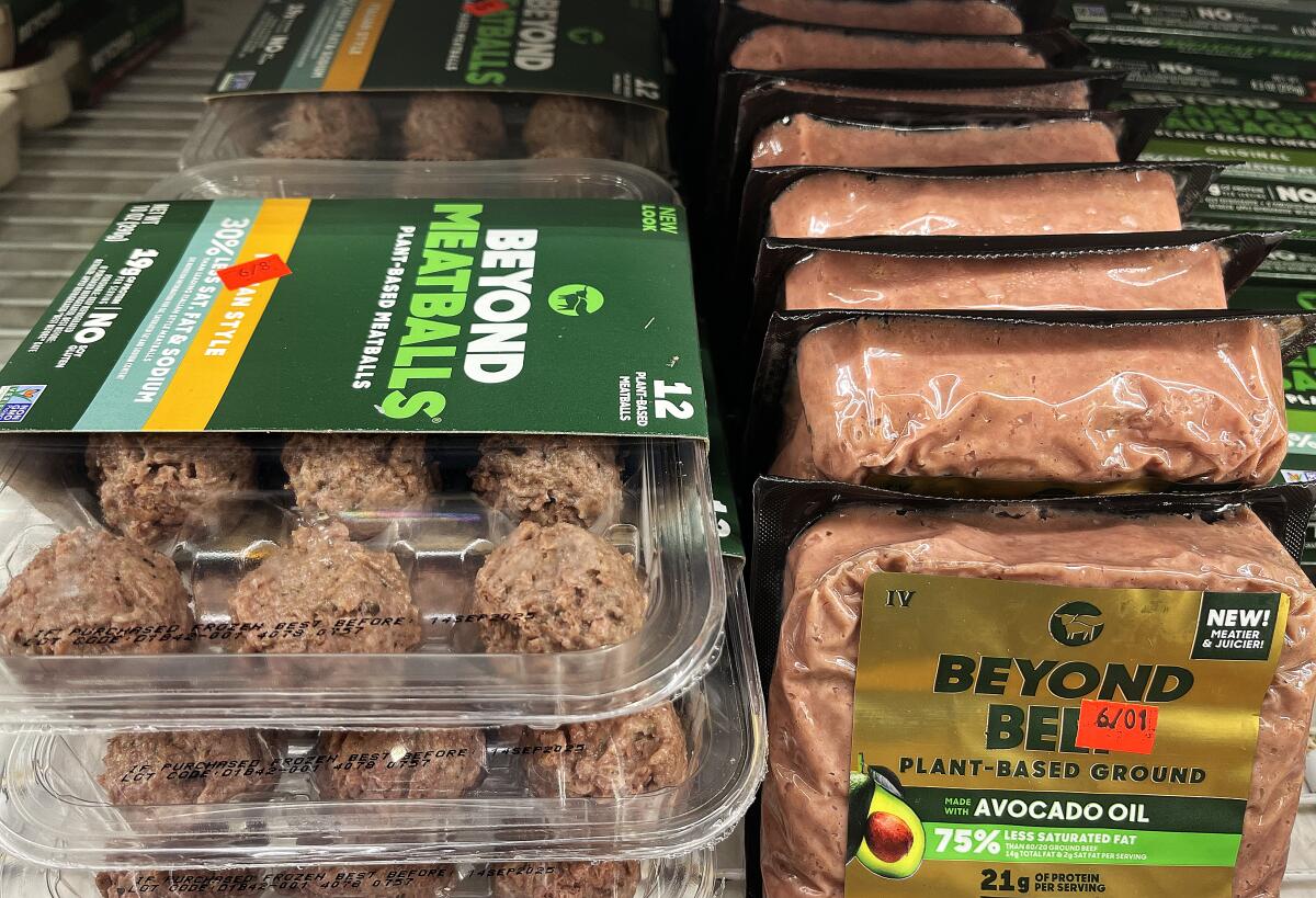 Beyond Meat products are on sale at a Los Angeles supermarket on May 30, 2024.