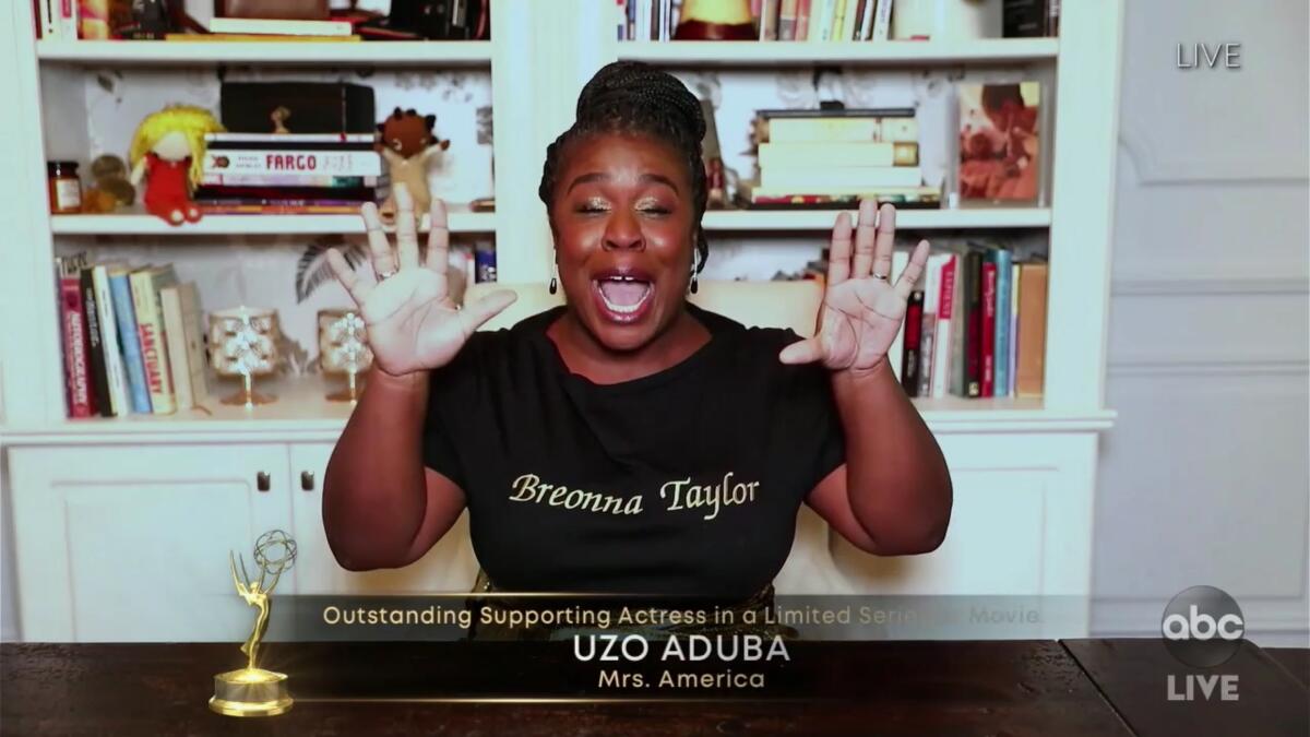 Uzo Aduba won for supporting actress in a limited series at the 72nd Annual Emmy Awards.