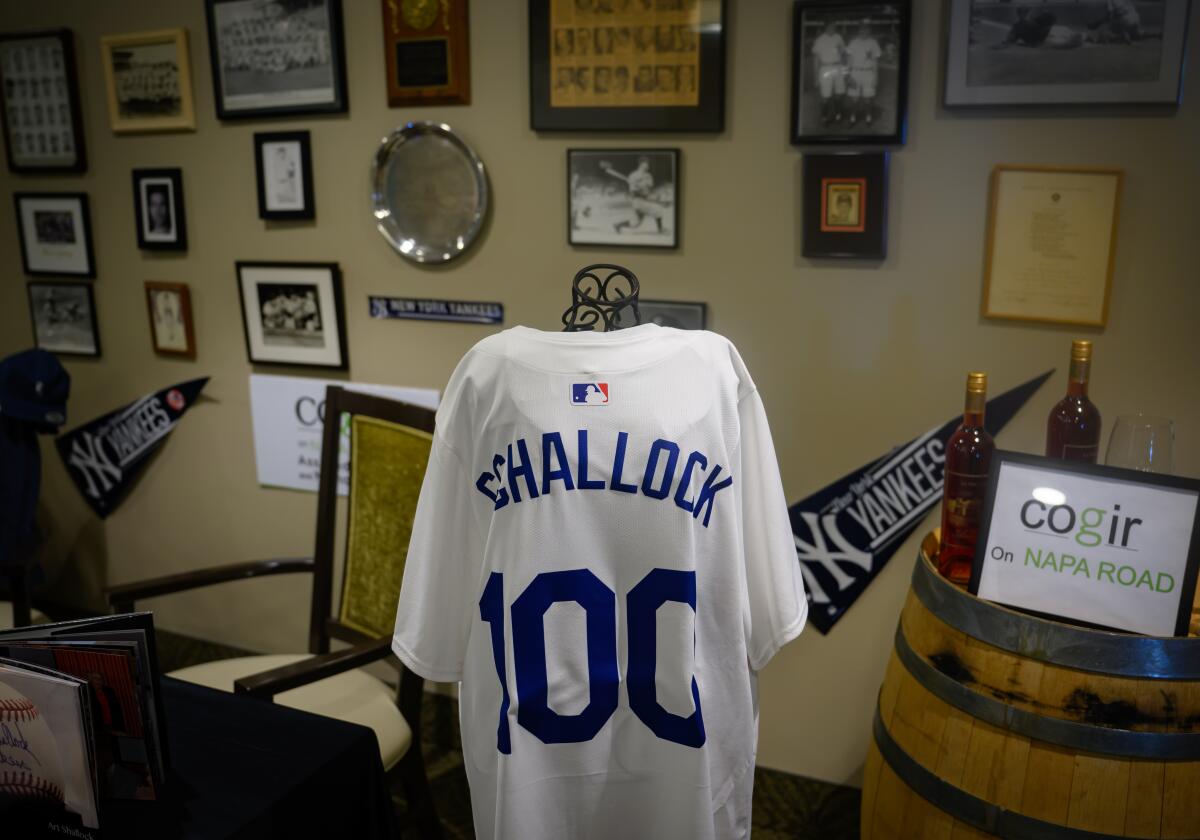 A commemorative baseball jersey on display.