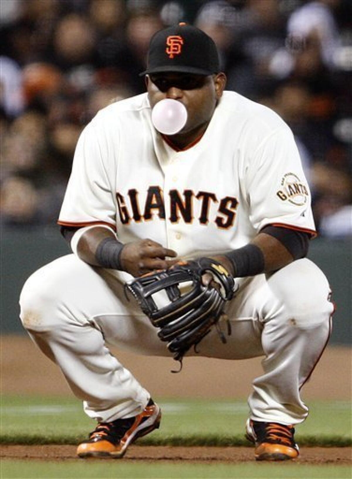 Pablo Sandoval pitched a 1-2-3 inning for the Giants 