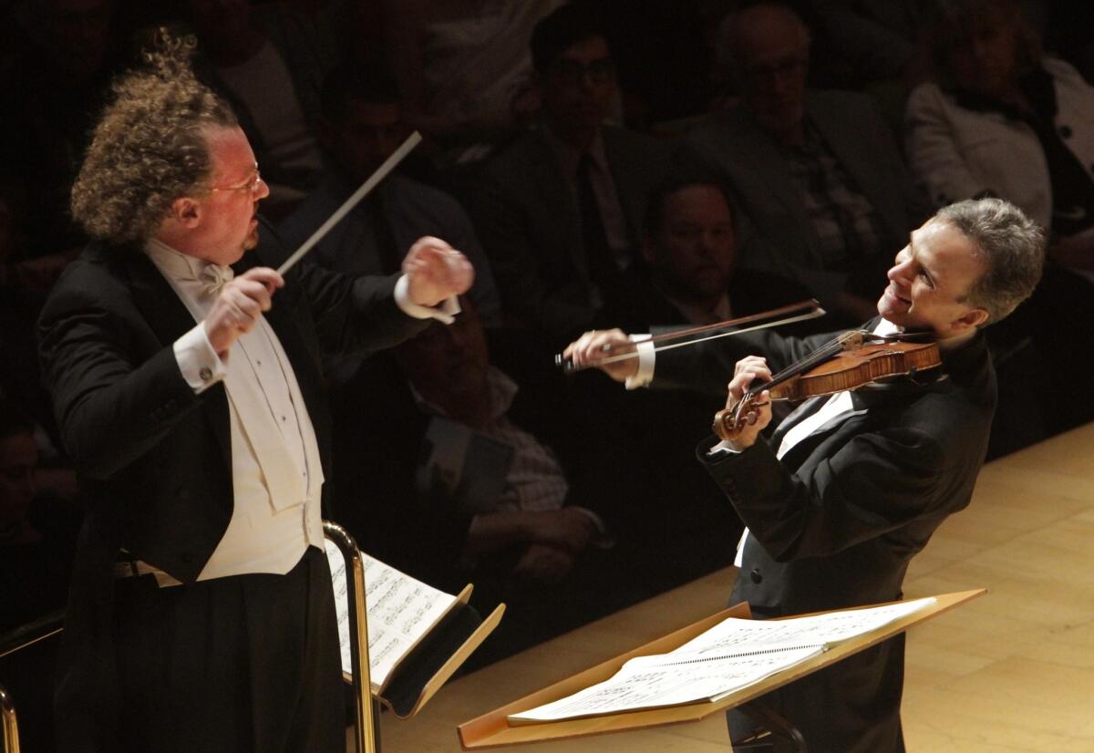 Violinist Gil Shaham performs the solo in Bartók's Violin Concerto No. 2 on Thursday with Stéphane Denève conducting the Los Angeles Philharmonic. Performances repeat at Disney Hall on Friday and Sunday, and in Orange County on Saturday.