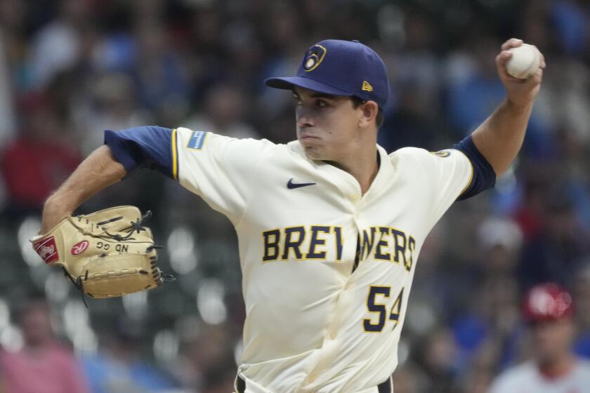 Milwaukee Brewers starter Robert Gasser throws during the first inning of a baseball game against the St. Louis Cardinals Friday, May 10, 2024, in Milwaukee. (AP Photo/Morry Gash)
