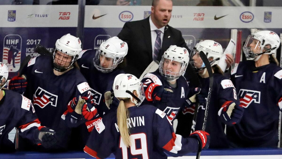 Members of the U.S. women's hockey team in 2017.