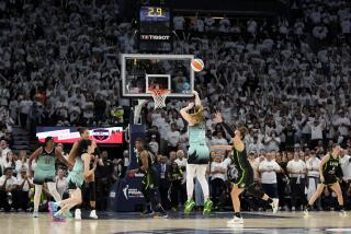 New York Liberty guard Sabrina Ionescu (20) makes a 3-point basket during the second half against the Minnesota Lynx in Game 3 of a WNBA basketball final playoff series, Wednesday, Oct. 16, 2024, in Minneapolis. The Liberty won 80-77. (AP Photo/Abbie Parr)