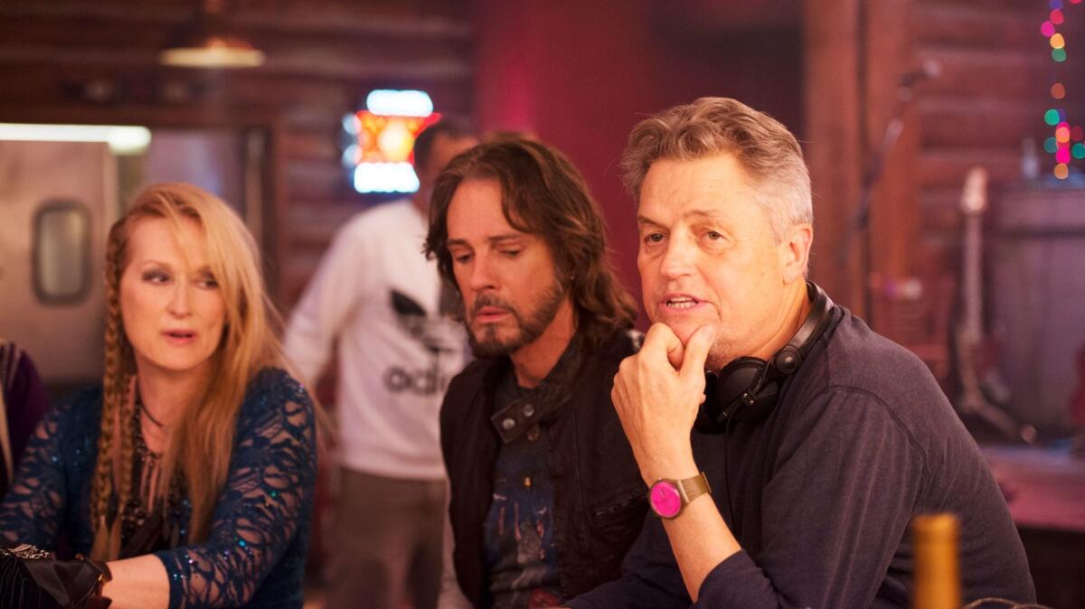 Meryl Streep, Rick Springfield and director Jonathan Demme on the set of "Ricki and the Flash." (Bob Vergara / Sony Pictures)