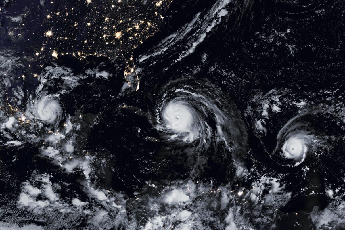 From left to right, Hurricanes Katia, Irma and Jose.