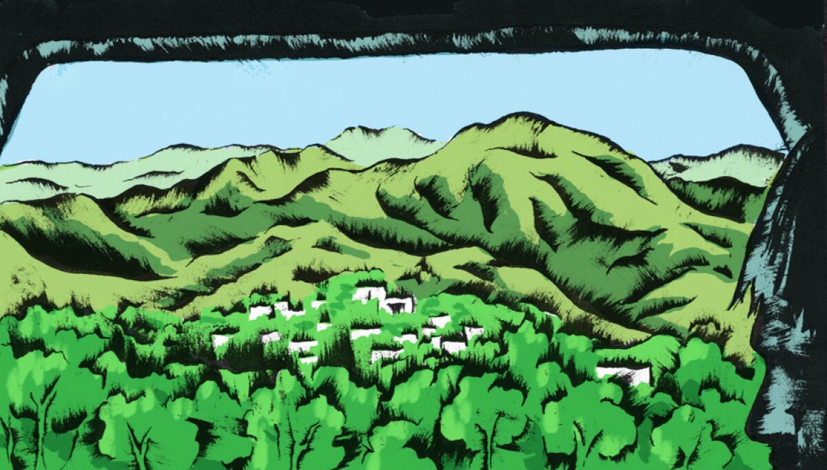 Illustration of verdant hills
