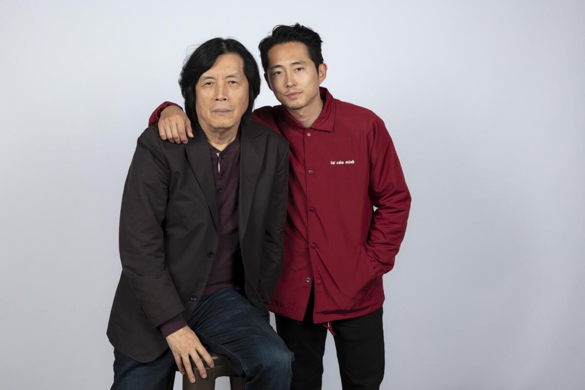 Director Lee Chang-dong and actor Steven Yeun from the film "Burning."