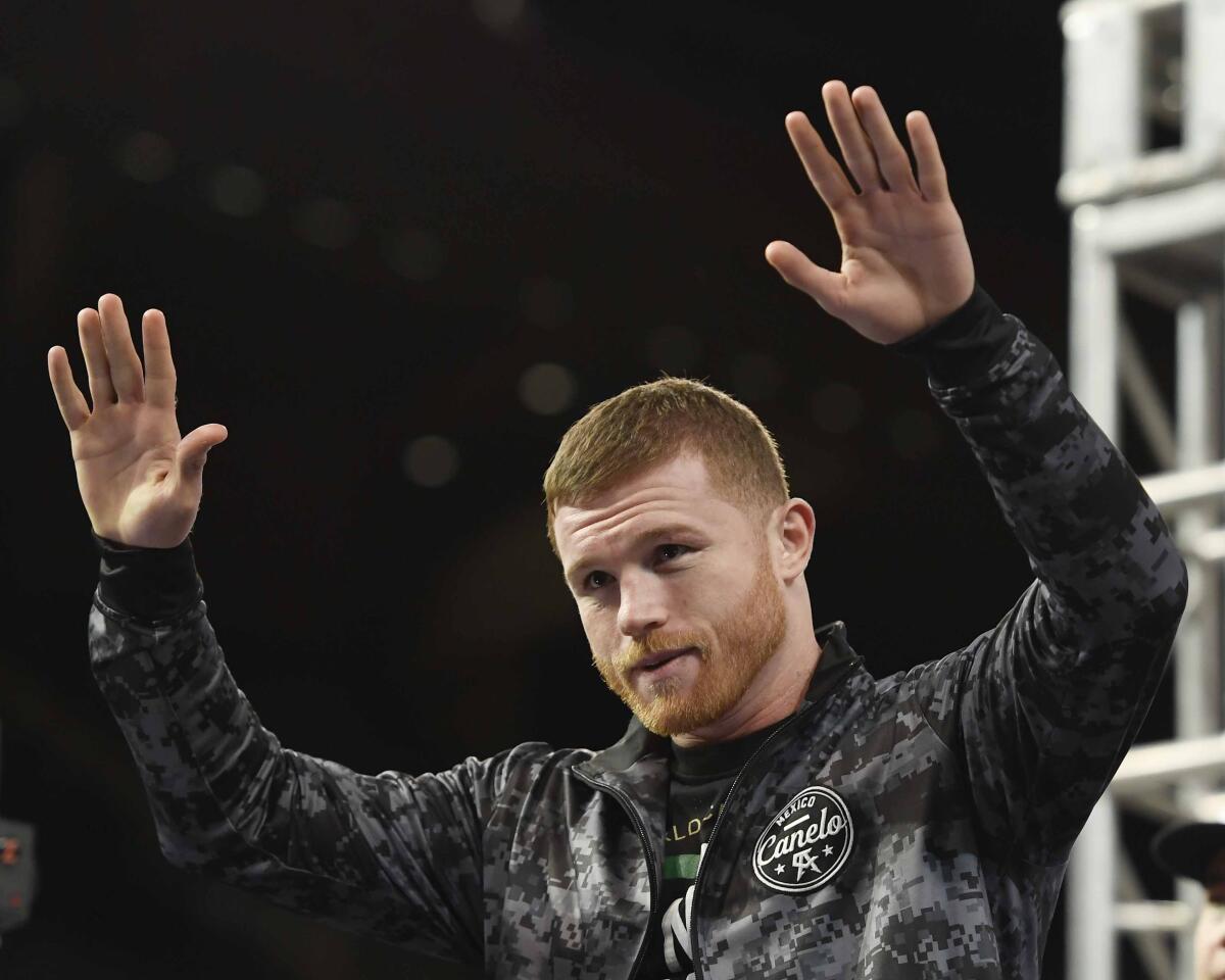 NEW YORK, NEW YORK - DECEMBER 14: Canelo Alvarez of Mexico acknowledges the audience before his official weigh-in at Madison Square Garden on December 14, 2018 in New York City. (Photo by Sarah Stier/Getty Images) ** OUTS - ELSENT, FPG, CM - OUTS * NM, PH, VA if sourced by CT, LA or MoD **