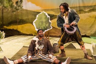 L-R: W. Tré Davis and Tyler Fauntleroy in 'Tambo & Bones' at the Kirk Douglas Theatre.