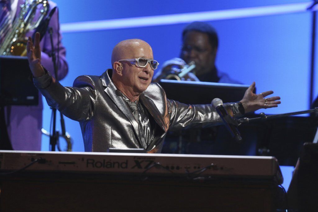 Paul Shaffer performs at the 60th Grammy Awards pre-telecast show.