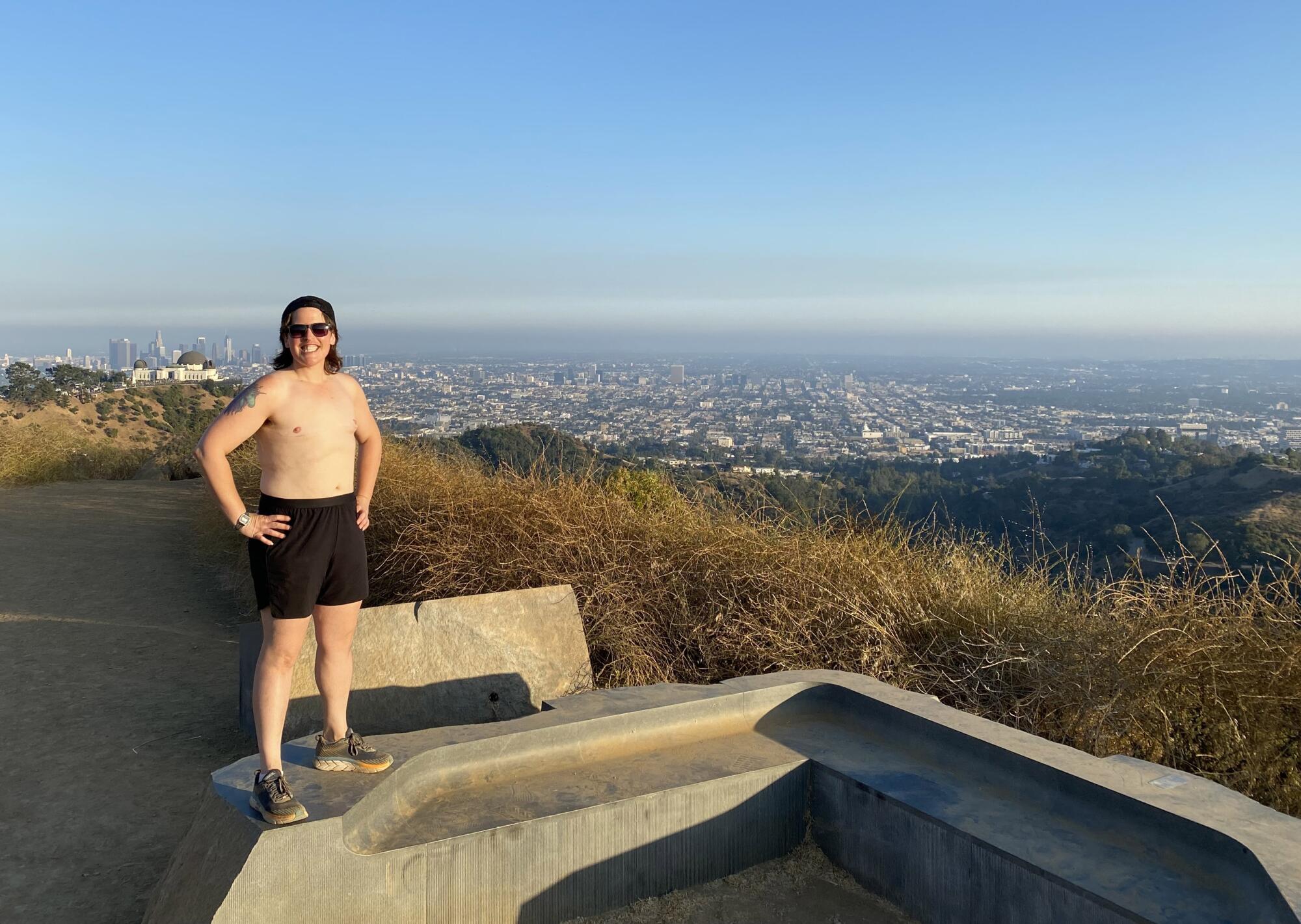 Jaclyn Cosgrove at Griffith Park following top surgery.