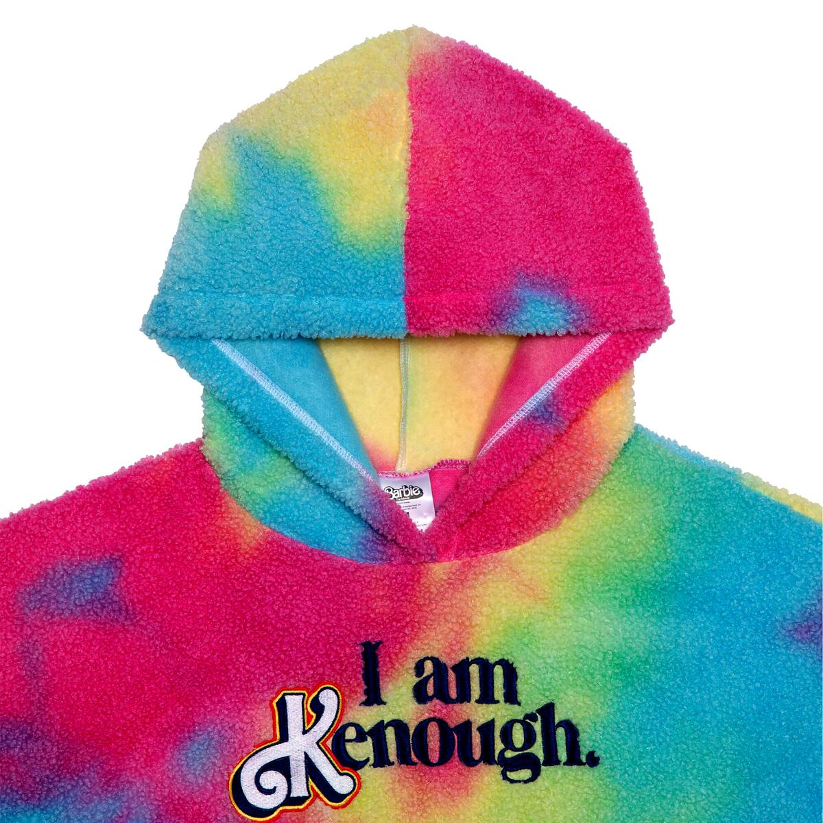 A tie-dye hoodie proclaims "I am Kenough." 