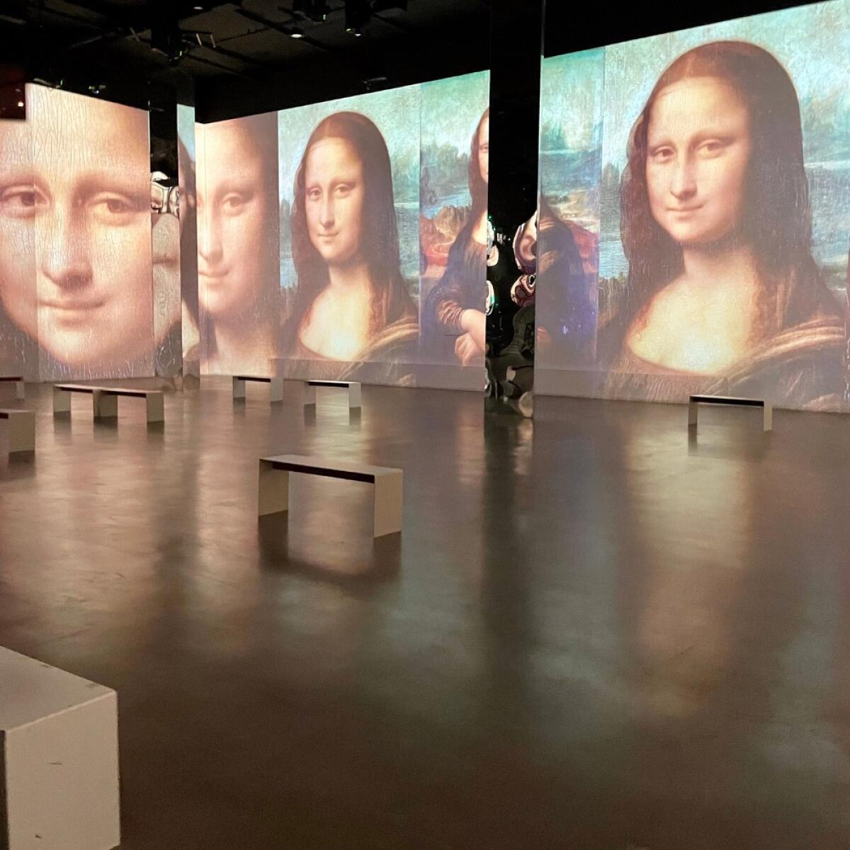 Vista de la exhibición inmersiva "Leonardo: The Universal Man Los Angeles".