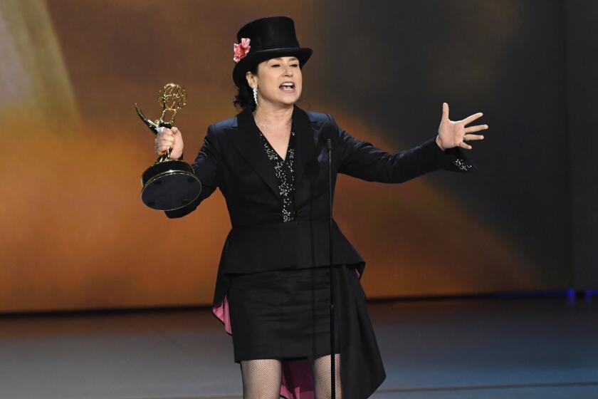 LOS ANGELES, CA - SEPTEMBER 17: Amy Sherman-Palladino accepts the Outstanding Writing for a Comedy Series award for 'The Marvelous Mrs. Maisel' onstage during the 70th Emmy Awards at Microsoft Theater on September 17, 2018 in Los Angeles, California. (Photo by Kevin Winter/Getty Images) ** OUTS - ELSENT, FPG, CM - OUTS * NM, PH, VA if sourced by CT, LA or MoD **