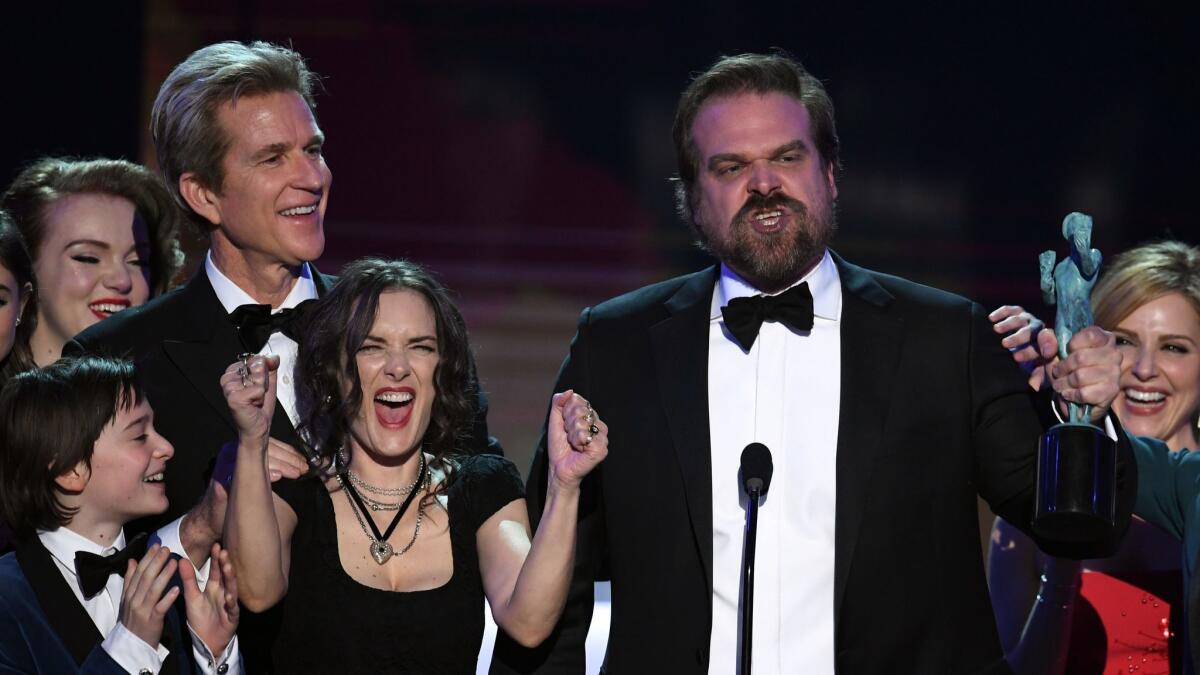 Who can forget Winona Ryder's enthusiastic onstage reaction when "Stranger Things" won outstanding performance by an ensemble in a drama series onstage during the 2017 Screen Actors Guild Awards?