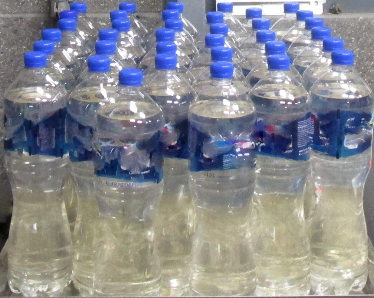 36 water bottles containing liquid methamphetamine