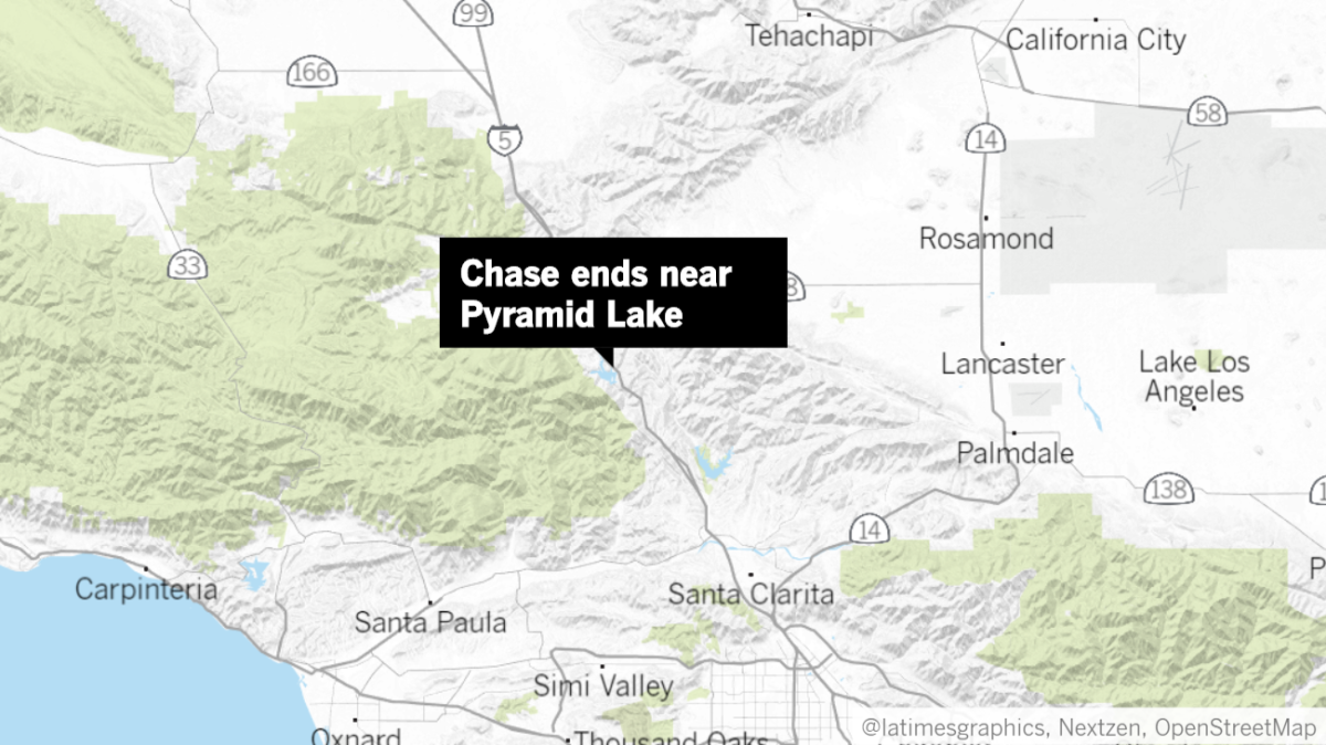 A car chase involving four burglary suspects began in Burbank on Thursday and eventually ended around Pyramid Lake. 