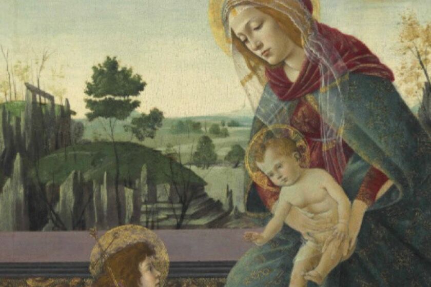 A detail from the Botticelli painting "Madonna and Child with Young Saint John the Baptist." The work sold for $10.4 million at a Christie's auction in New York on Wednesday.