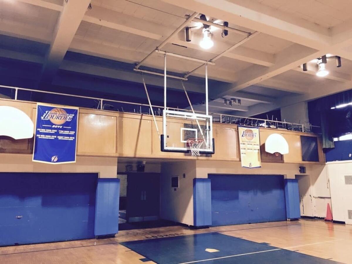 The gymnasium where Moses Brown played as a youth at Our Lady of Lourdes.