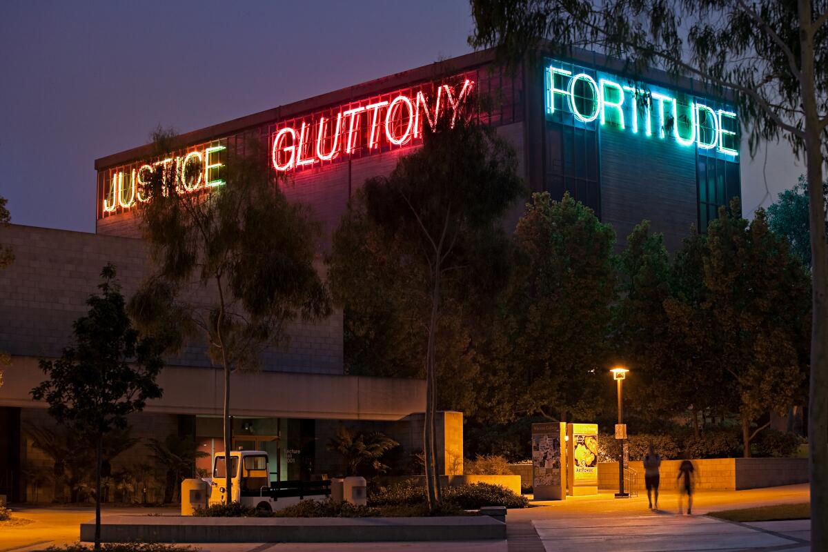 Vices and Virtues, 1988 by Bruce Nauman for the Stuart Collection at UC San Diego.