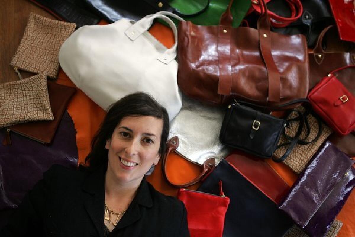 Handbag designer Clare Vivier with some of her creations.
