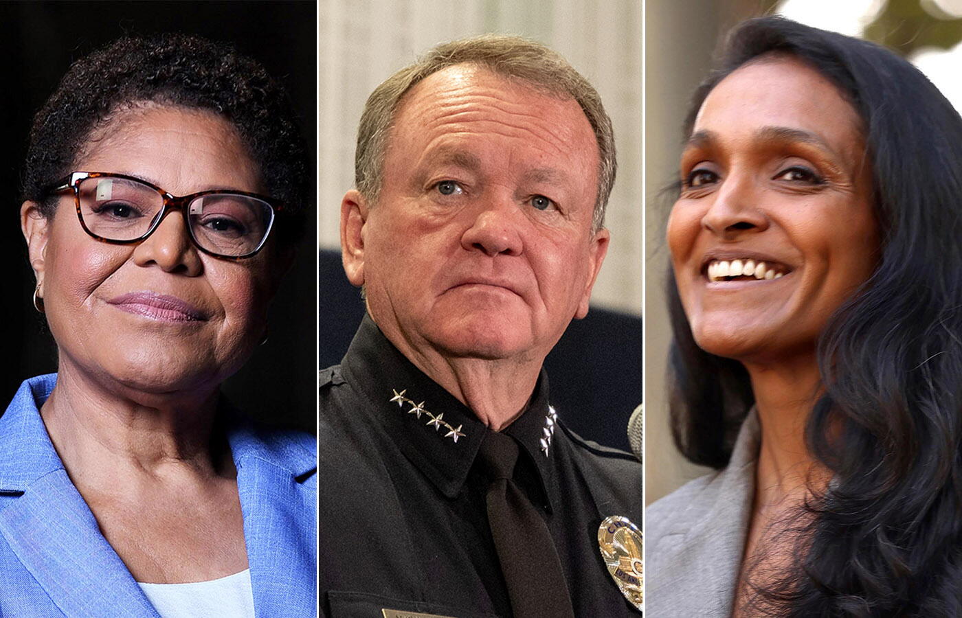 Image from linked report: LAPD chief becomes polarizing figure as Bass and Raman diverge on handling of police