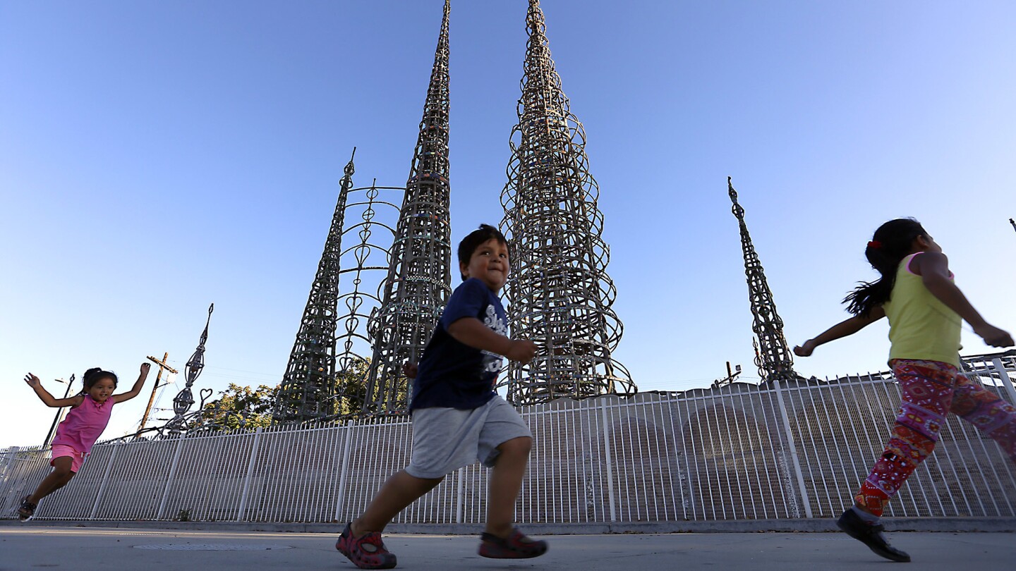 The Watts Towers were begun in 1921 and completed in 1954.