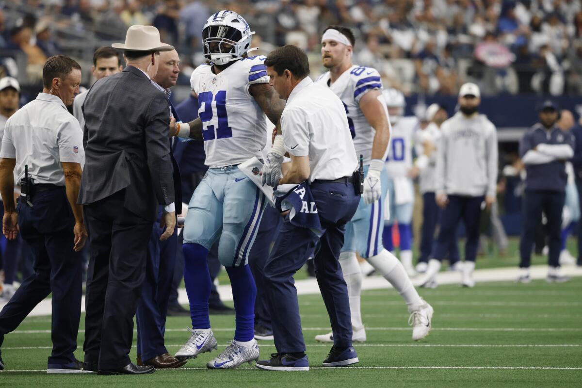 Cowboys promote rookie RB, a sign injured Elliott won't play - The San  Diego Union-Tribune