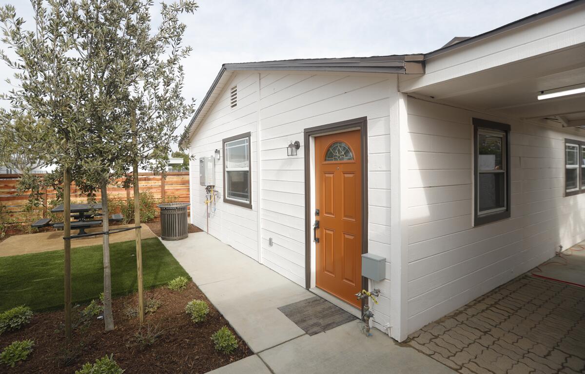 One of eight new units at "The Bungalows" affordable housing site on Costa Mesa's Pomona Avenue.