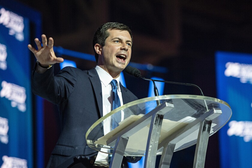 Pete Buttigieg, shown in July, says he would roll back the Trump administration’s cap on the state and local tax deduction, which disproportionately affects residents of high-tax states such as California.