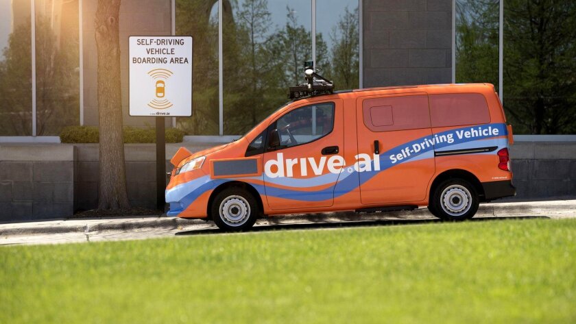 The industry is debating what companies should do to make humans aware of self-driving cars and their intentions. Drive.AI’s vehicles have external screens to display messages such as “waiting for you to cross.”