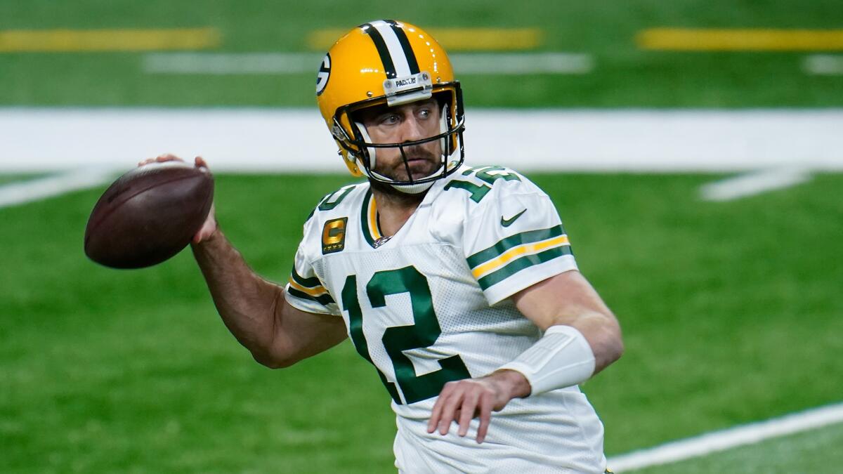 Green Bay Packers quarterback Aaron Rodgers throws against the Detroit Lions on Sunday.