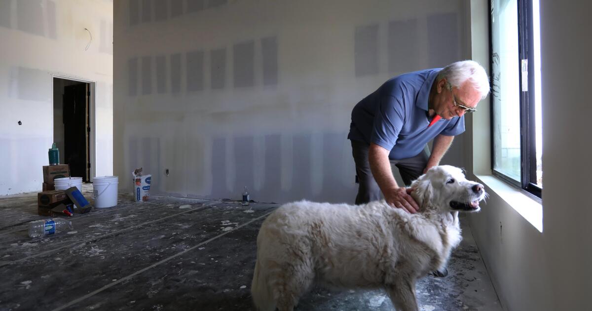 He may be the first to rebuild his house in Altadena, and he praised his Golden Hound He may be the first to rebuild his house in Altadena, and he praised his Golden Hound