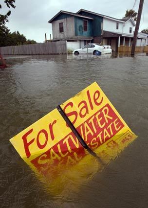 The storm surge from Hurricane Ike makes its own cruel comment on waterfront property in San Leon, Texas.