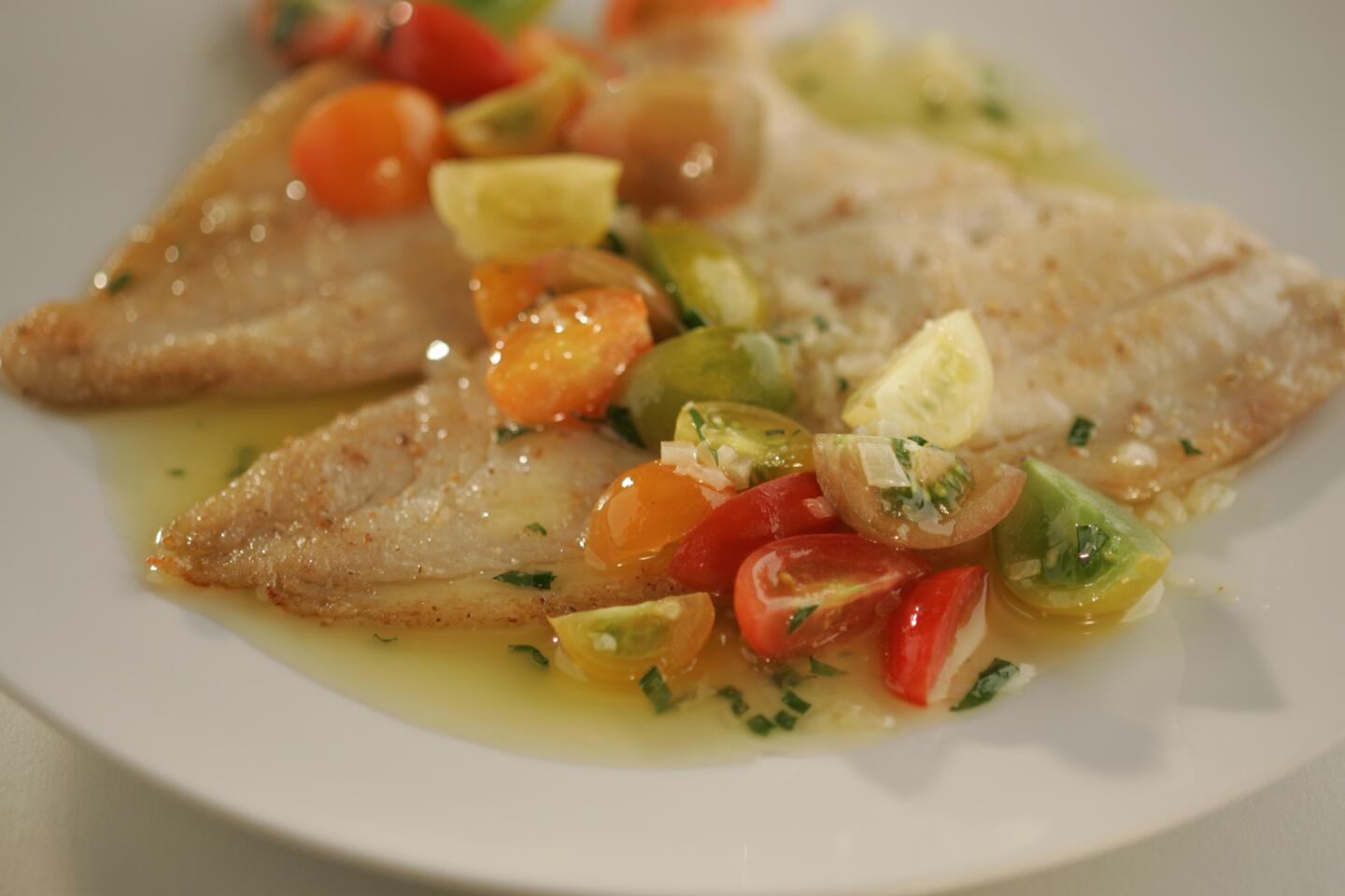 Petrale sole with tomato butter