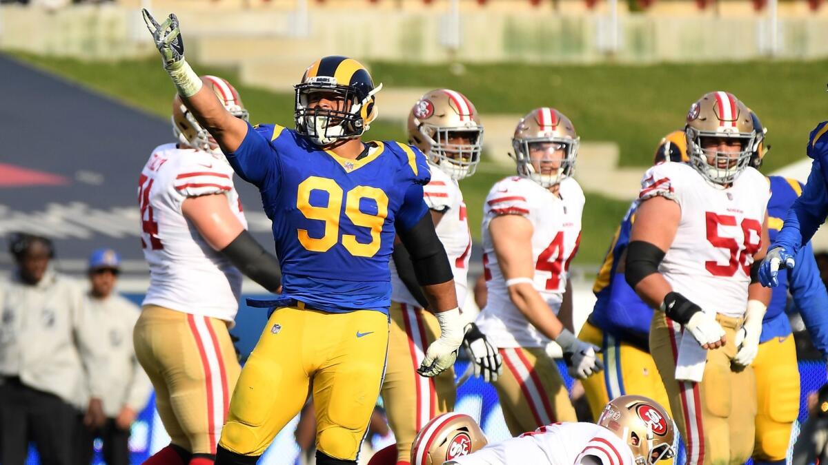 Rams defensive tackle Aaron Donald is thinking of coming up with a game-changing play in the Super Bowl. "Somebody is going to need to make it so I hope it’s me. I’m going to try to find a way to make it me," he says.