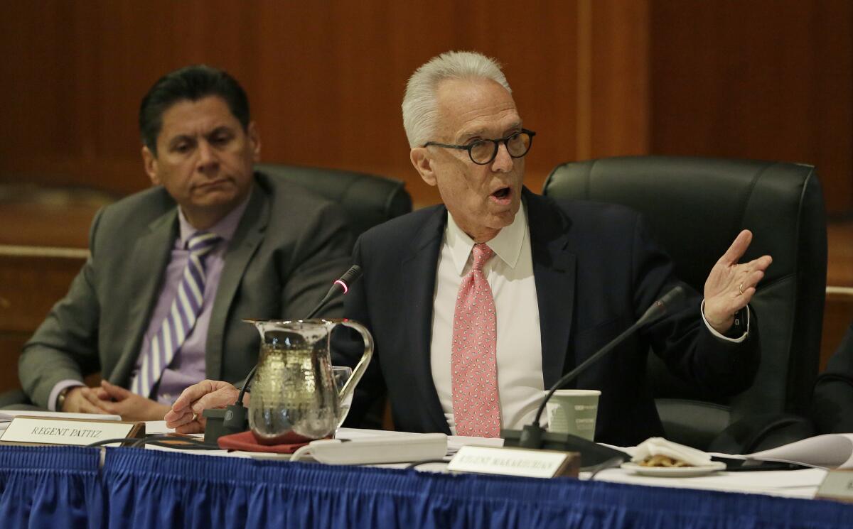 University of California regent Norman J. Pattiz, right, says he and fellow regents will monitor administrative actions in instances of anti-Semitism and other acts of discrimination on campus.