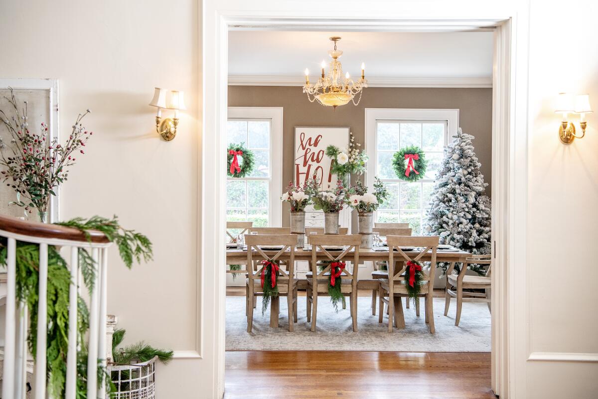 Leslie Saeta's dining room is ready for the holiday party. 