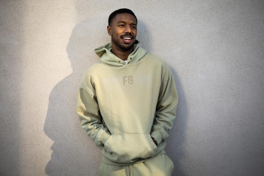Los Angeles, CA - April 29: Portraits of actor Michael B. Jordan, promoting the launch of "Tom Clancy's Without Remorse," on Prime Video, following a promotional event at the Amazon Fresh store in the Ladera Heights neighborhood of Los Angeles, CA, Thursday, April 29, 2021. Jordan plays Clancy's Navy SEAL character John Clark, from the writer's popular "Jack Ryan" universe. The film is available on Amazon's Prime Video April 30, 2021. (Jay L. Clendenin / Los Angeles Times)
