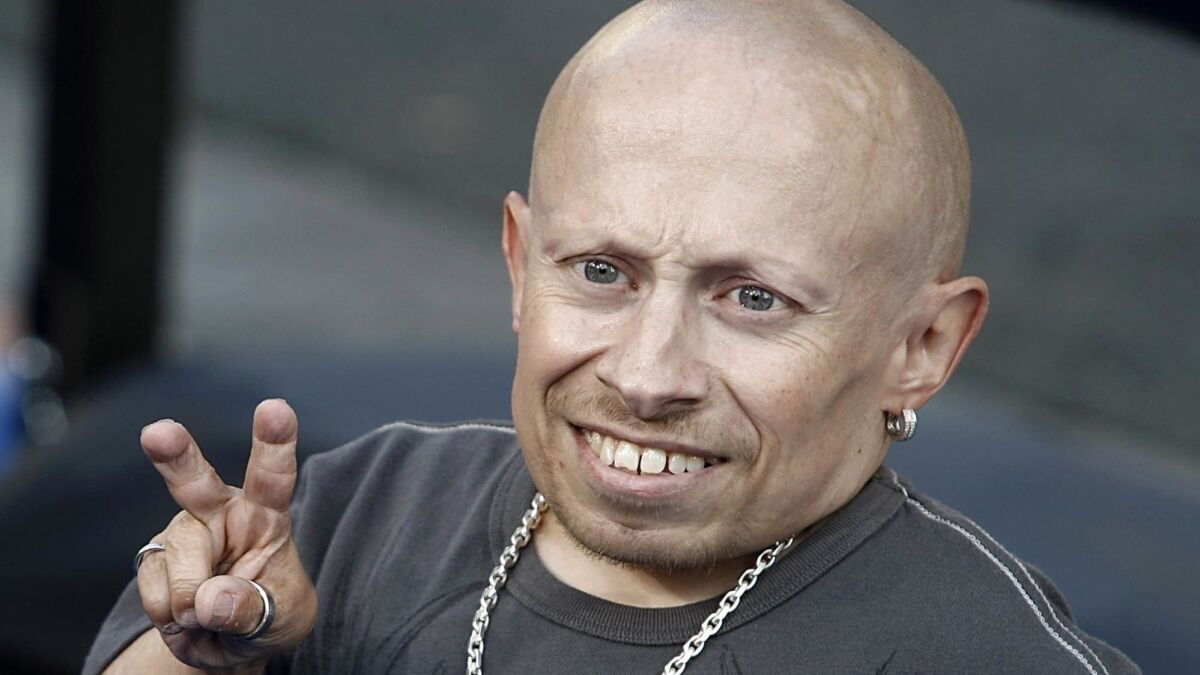 Actor Verne Troyer poses on the press line at the premiere of the feature film "The Love Guru" in Los Angeles in 2008.