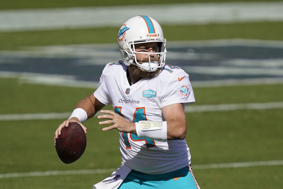 Miami Dolphins quarterback Ryan Fitzpatrick passes against the San Francisco 49ers on Oct. 11.