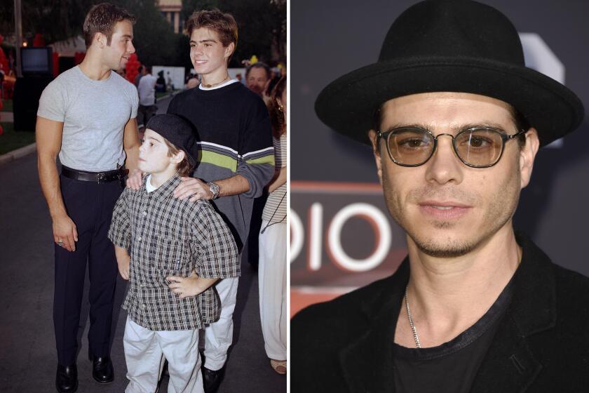 A diptych of Joey, Matthew, and Andy Lawrence, at left; and a head-and-shoulders frame of Matthew Lawrence at right. 
