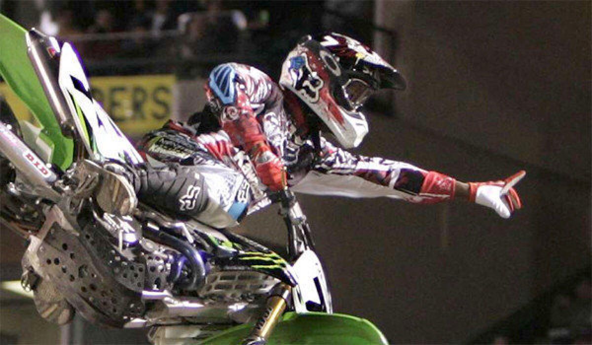 James Stewart finished fourth at the Monster Energy AMA Supercross Series at Angel Stadium on Saturday.