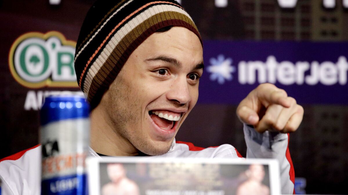 Julio Cesar Chavez Jr. reacts to a question during a news conference in Las Vegas on Wednesday.